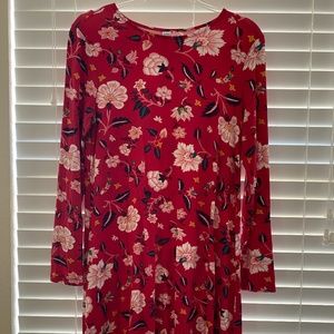old navy red floral stretch dress